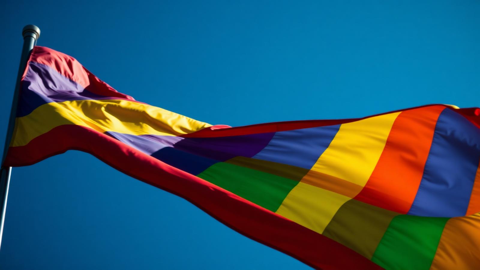Rainbow pride flag waving
